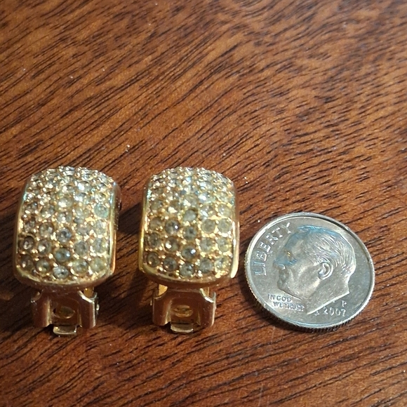 Elegant Gold and Silver Crystal Earrings - Picture 3 of 7